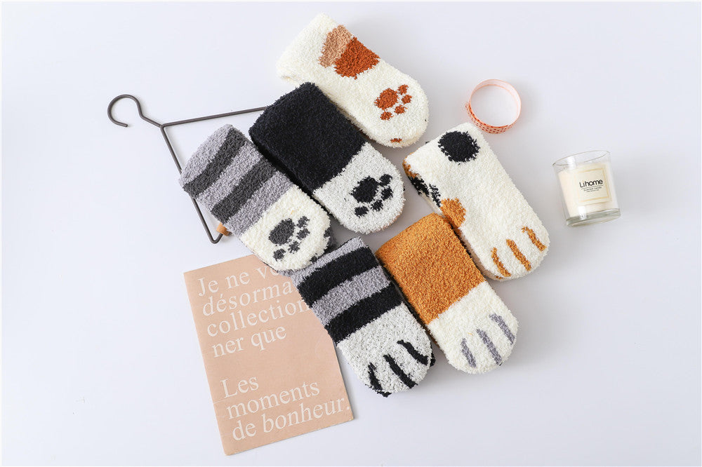 Šiltos kačių letenėlių kojinės (3 poros) - Originalu-pigu