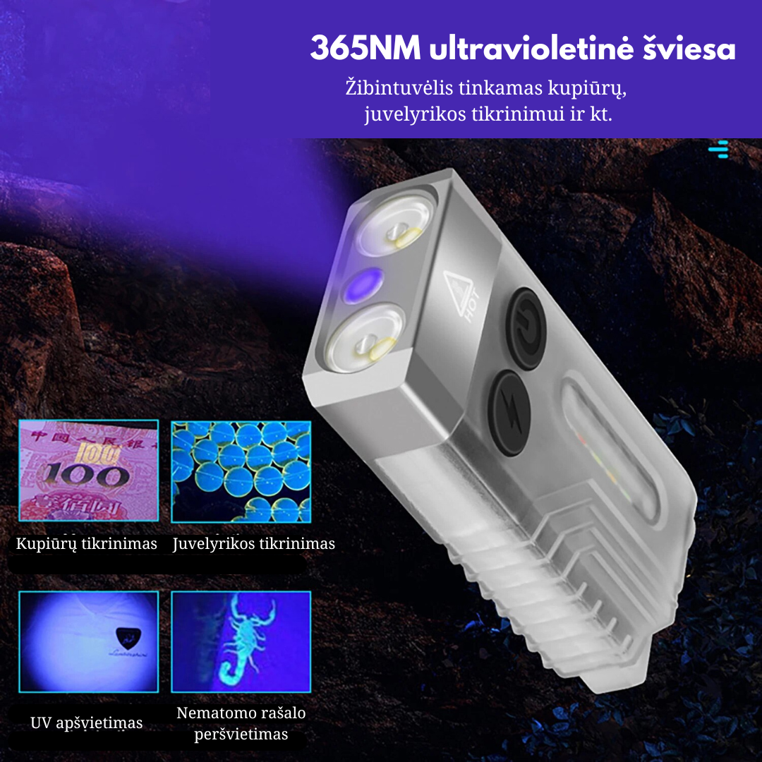 Magnetinis raktų pakabukas-žibintuvėlis - Originalu-pigu