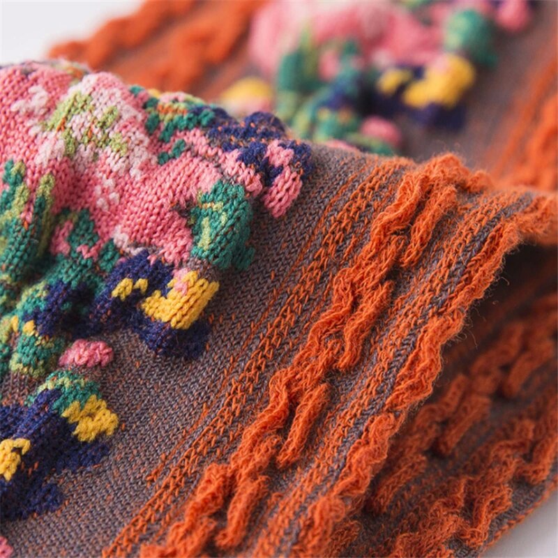 Moteriškos šiltos gėlėtos kojinės (3 vnt.) - Originalu-pigu