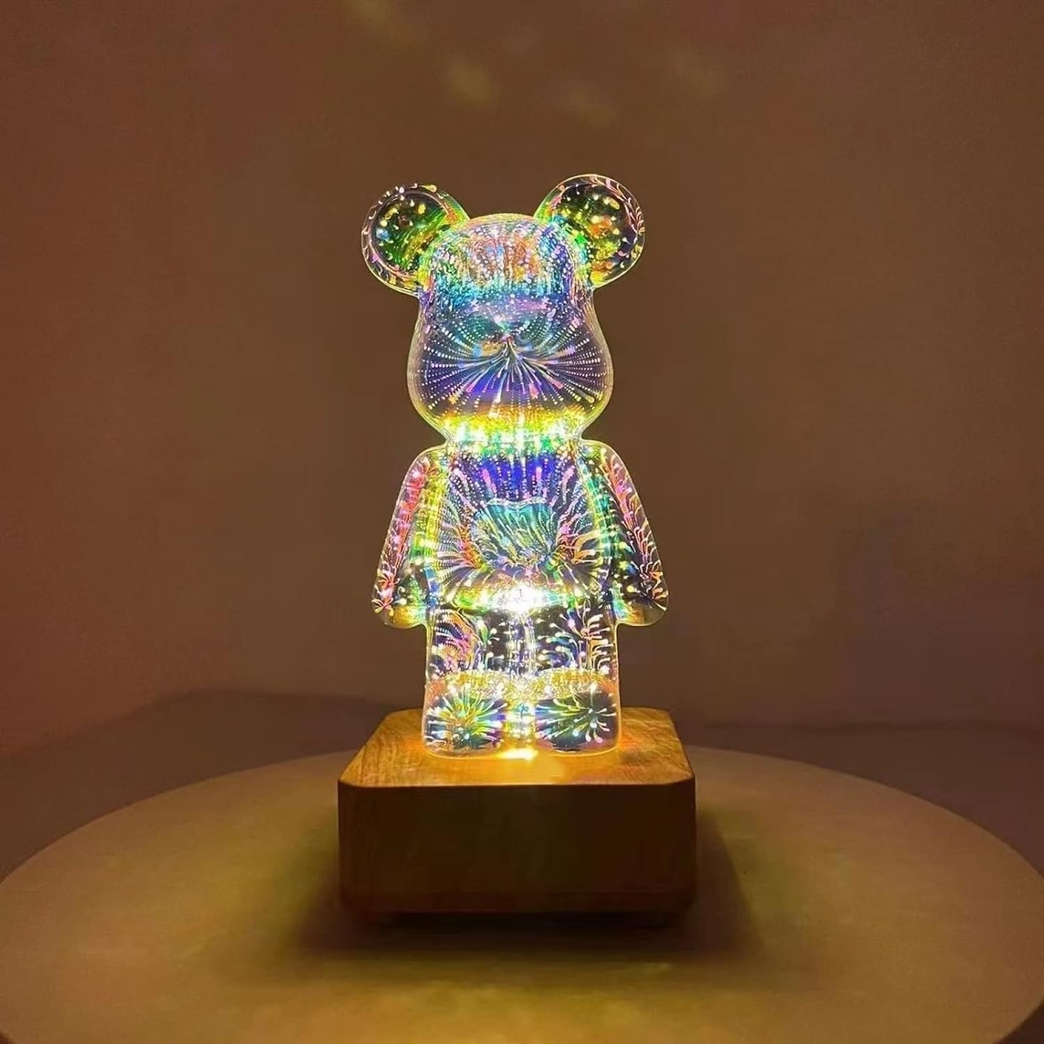 LED 3D stiklinė meškiuko lempa - Originalu-pigu