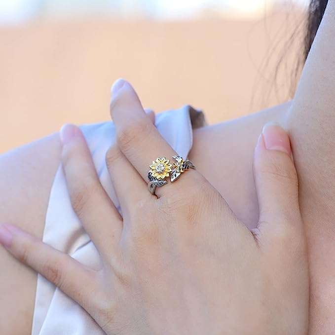 Besisukantis žiedas su bitute ir saulėgrąža (3 vnt.) - Originalu-pigu