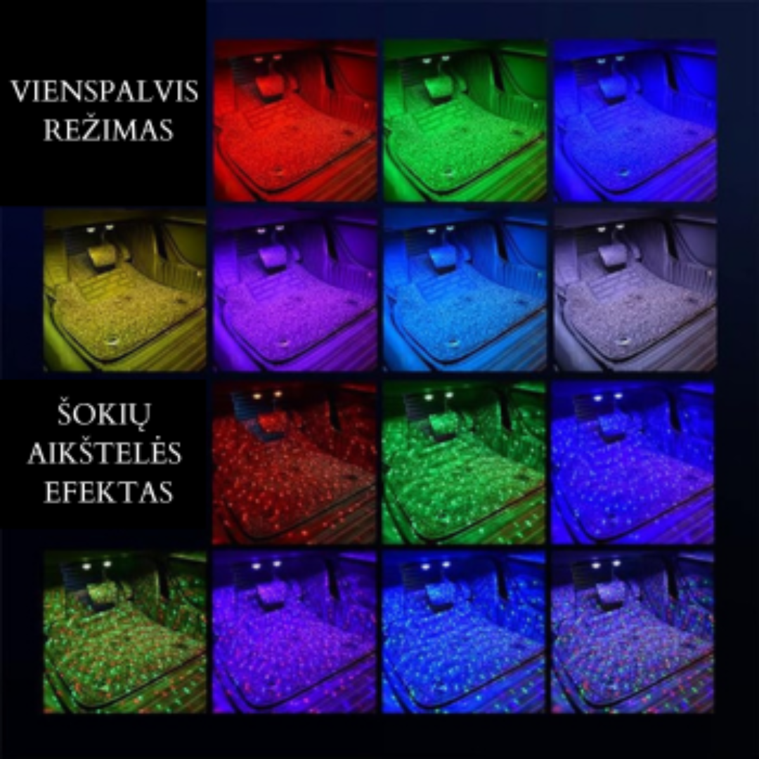 RGB šviestuvas automobiliui - Originalu-pigu