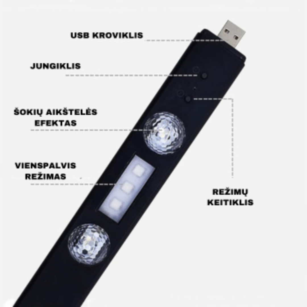 RGB šviestuvas automobiliui - Originalu-pigu