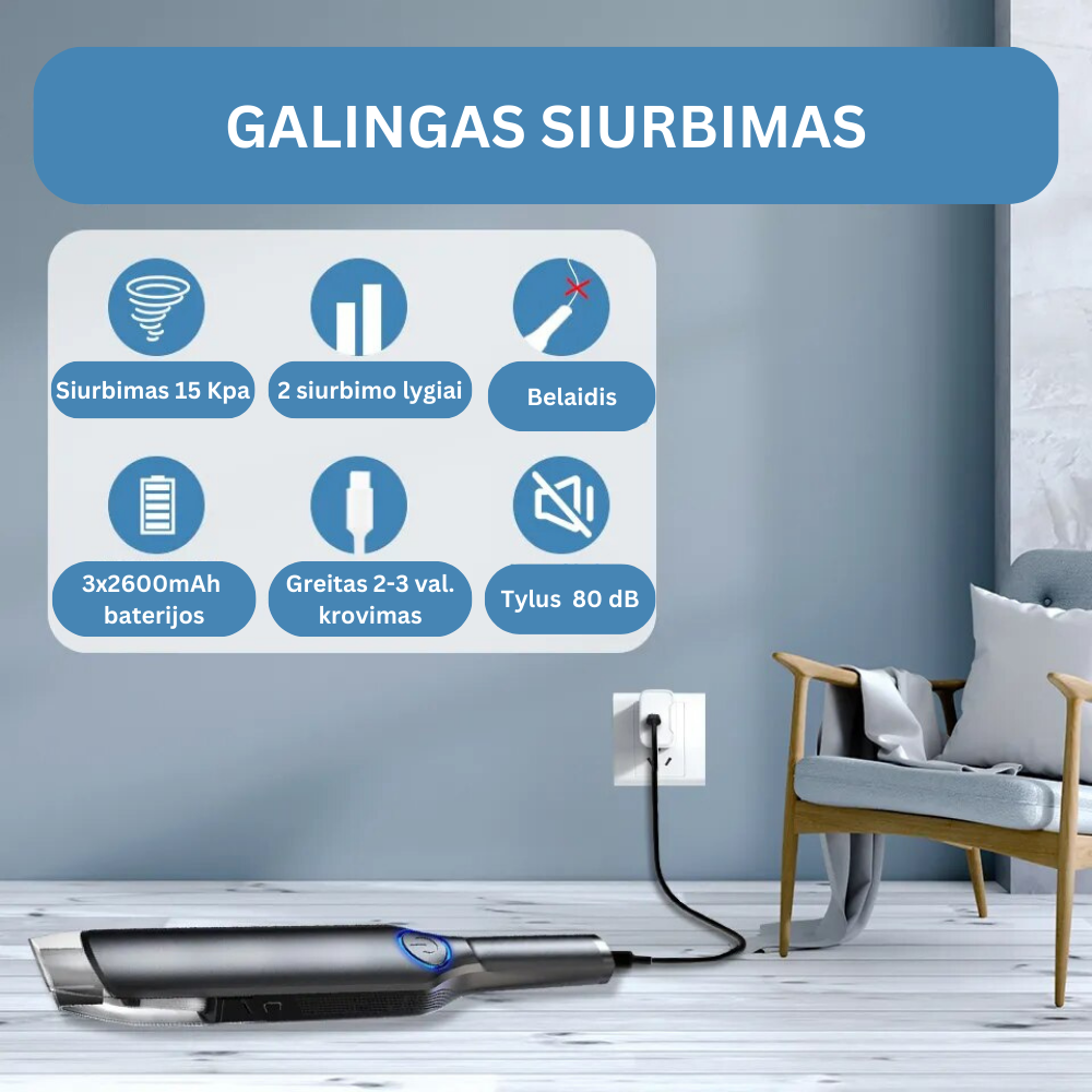 Belaidis rankinis dulkių siurblys - Originalu-pigu