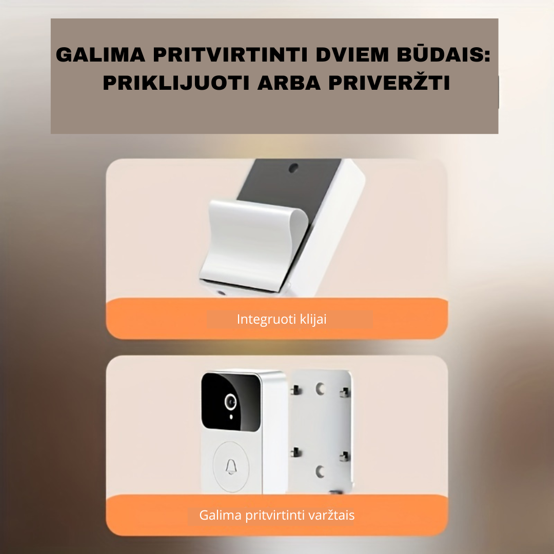 Belaidis durų skambutis su kamera - Originalu-pigu