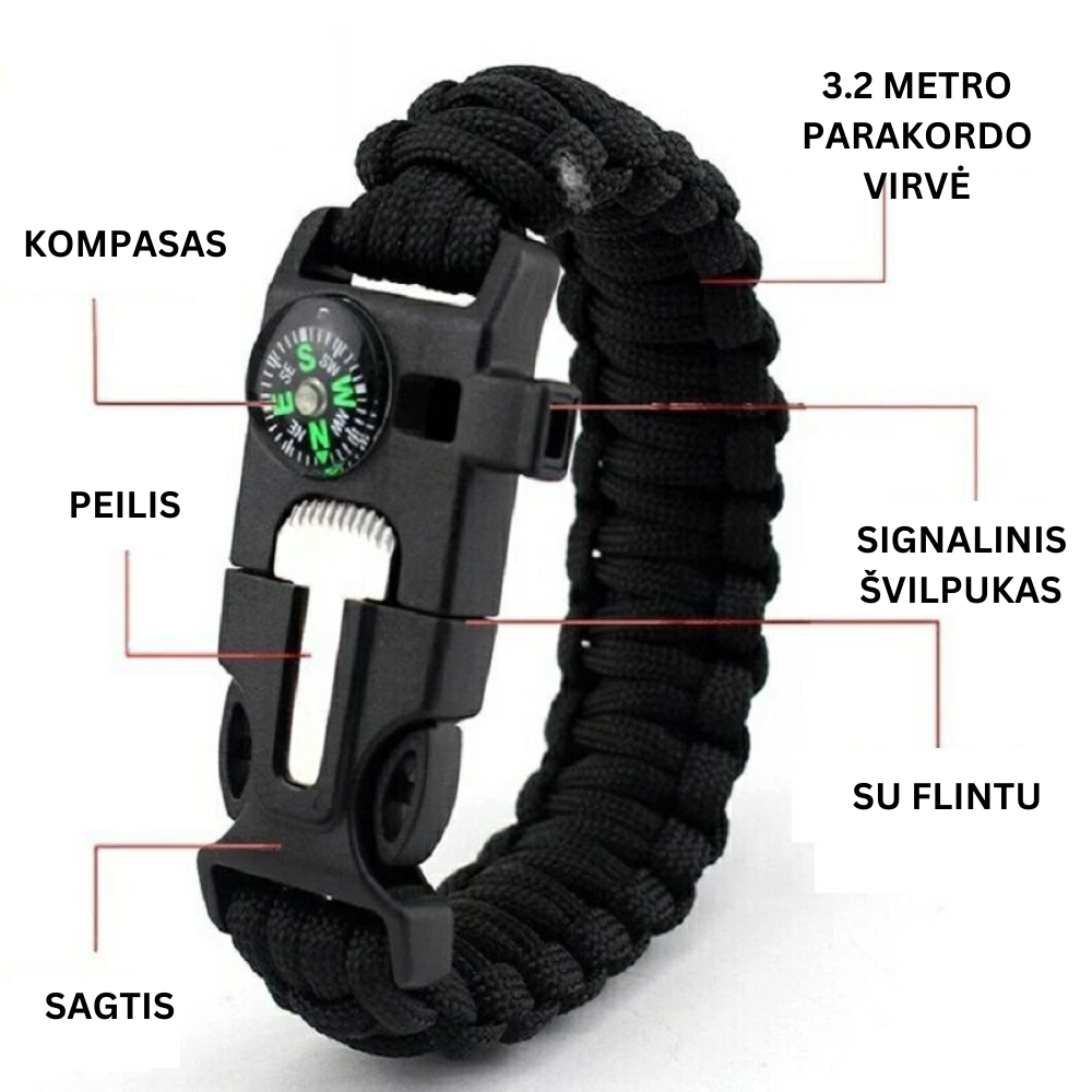 Daugiafunkcinė išgyvenimo apyrankė 5 in 1 - Originalu-pigu