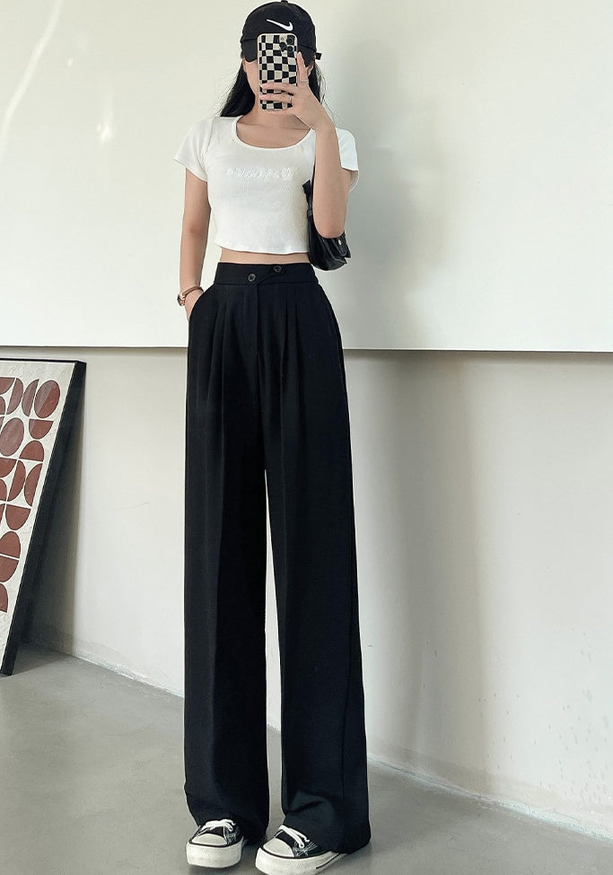 Plačios moteriškos kelnės aukštu liemeniu - Originalu-pigu