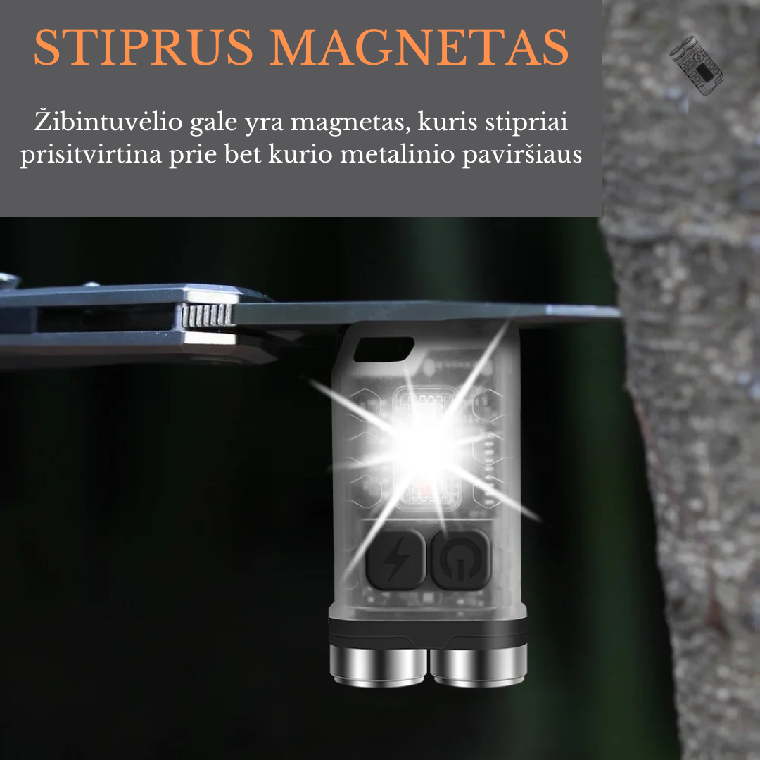 Magnetinis raktų pakabukas-žibintuvėlis - Originalu-pigu