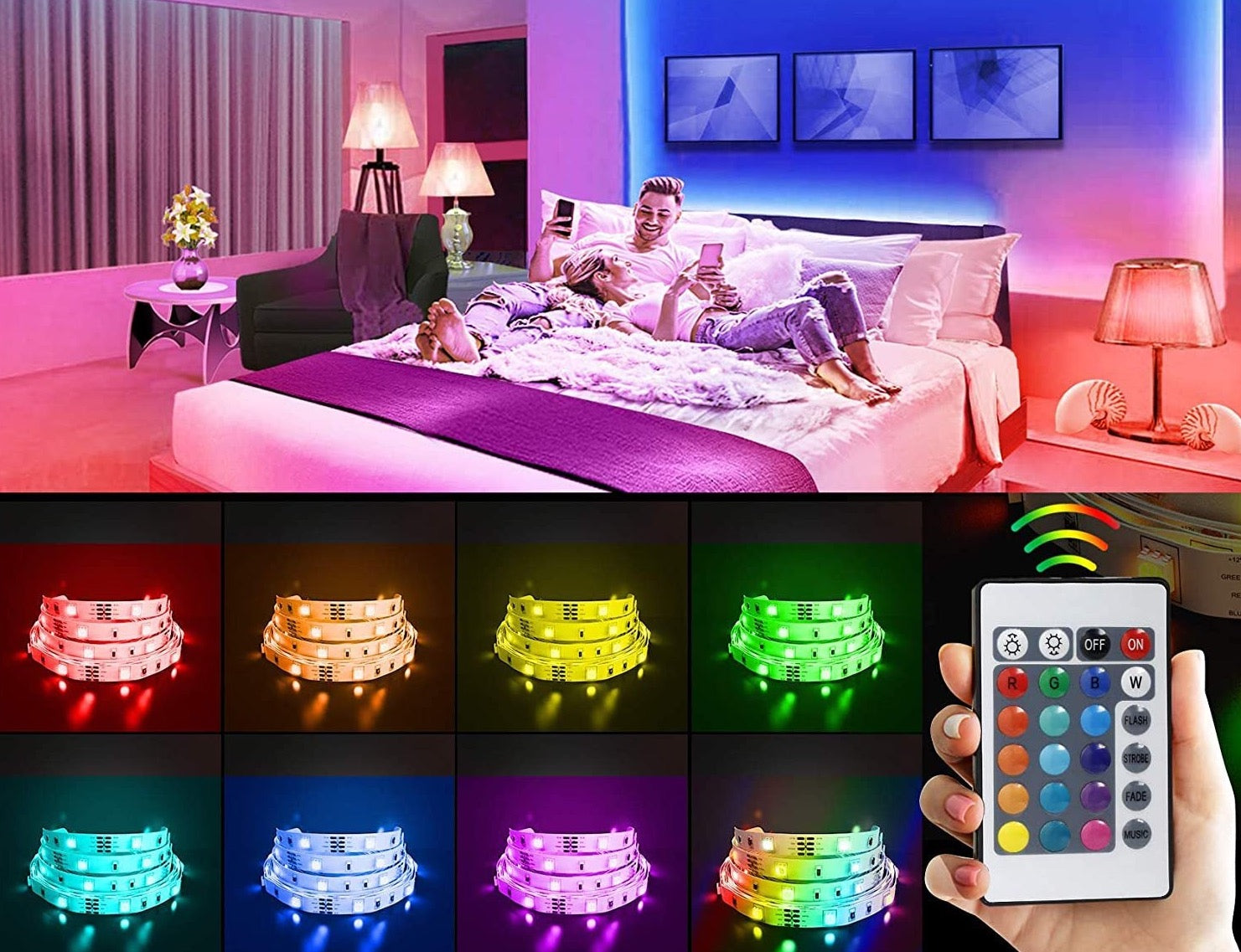 LED RGB juostelė su nuotoliniu valdymu - Originalu-pigu