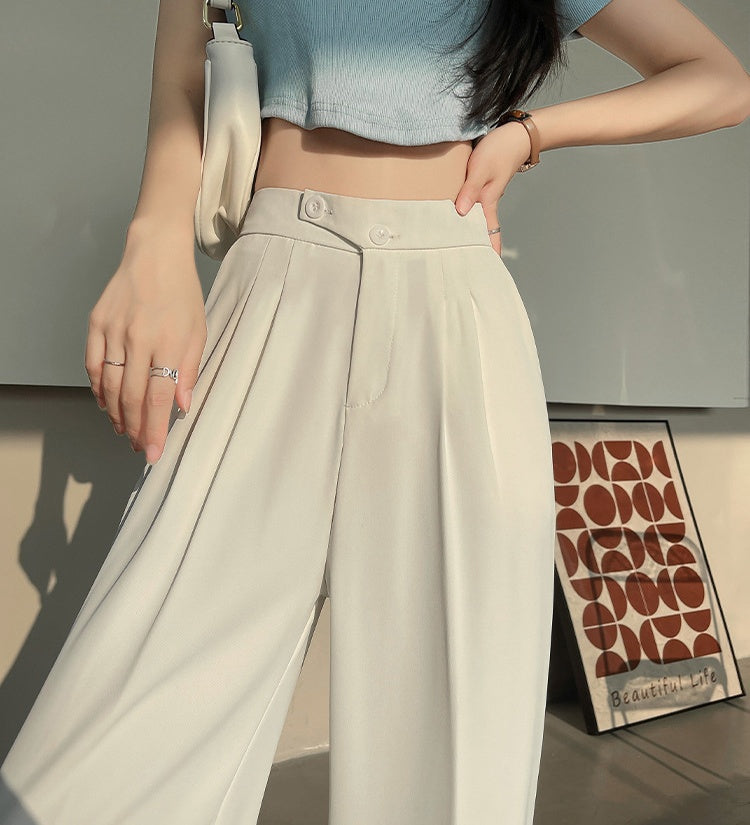 Plačios moteriškos kelnės aukštu liemeniu - Originalu-pigu