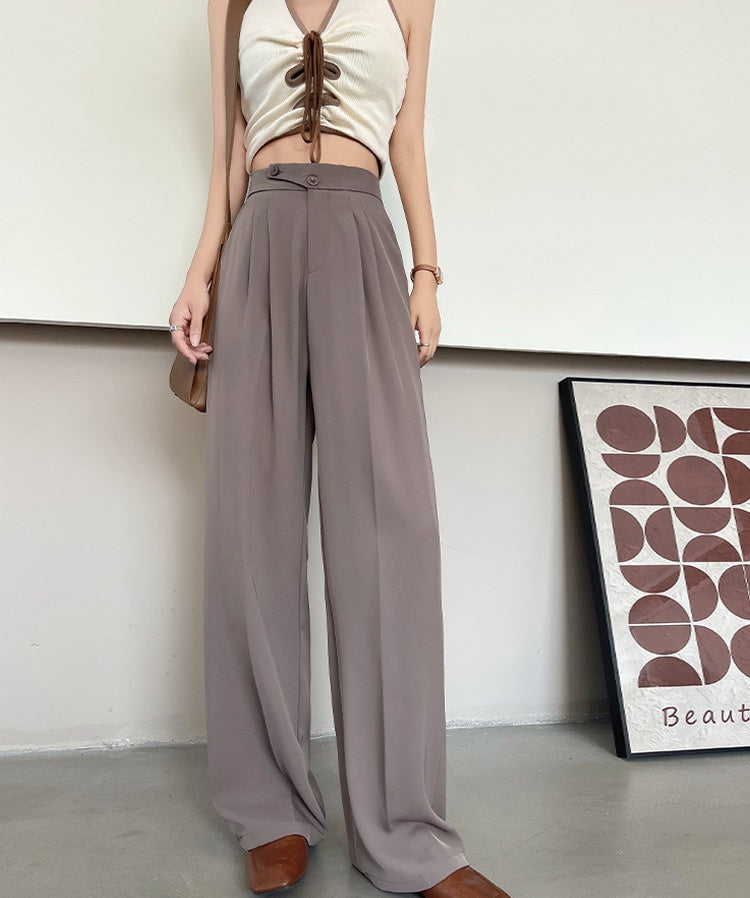 Plačios moteriškos kelnės aukštu liemeniu - Originalu-pigu