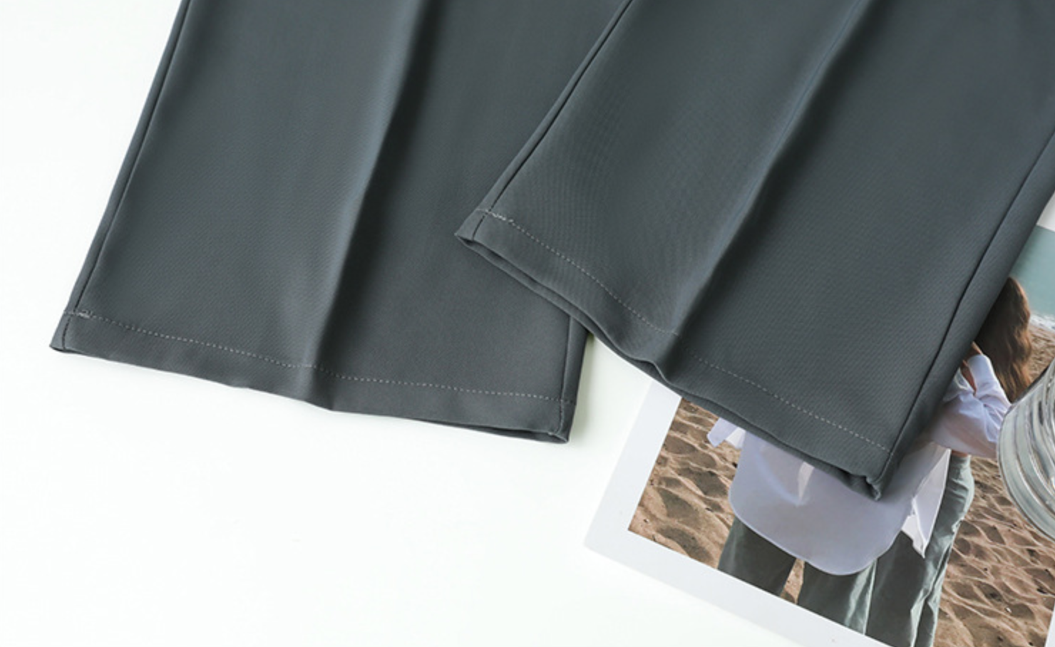 Plačios moteriškos kelnės aukštu liemeniu - Originalu-pigu