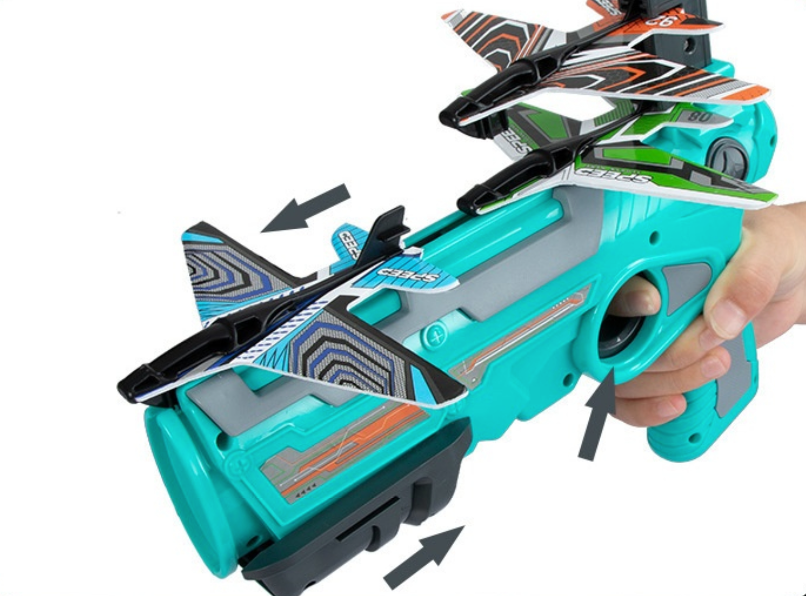 Žaislinis pistoletas, šaudantis lėktuvėliais - Originalu-pigu