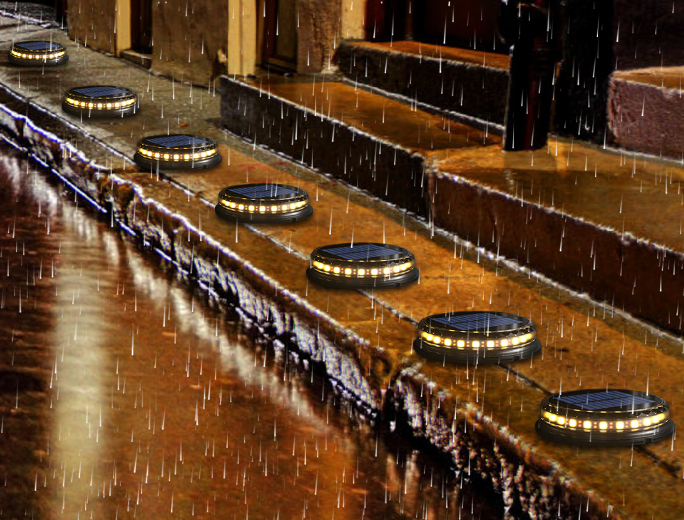 LED žibintai su saulės baterija (4 vnt.) - Originalu-pigu