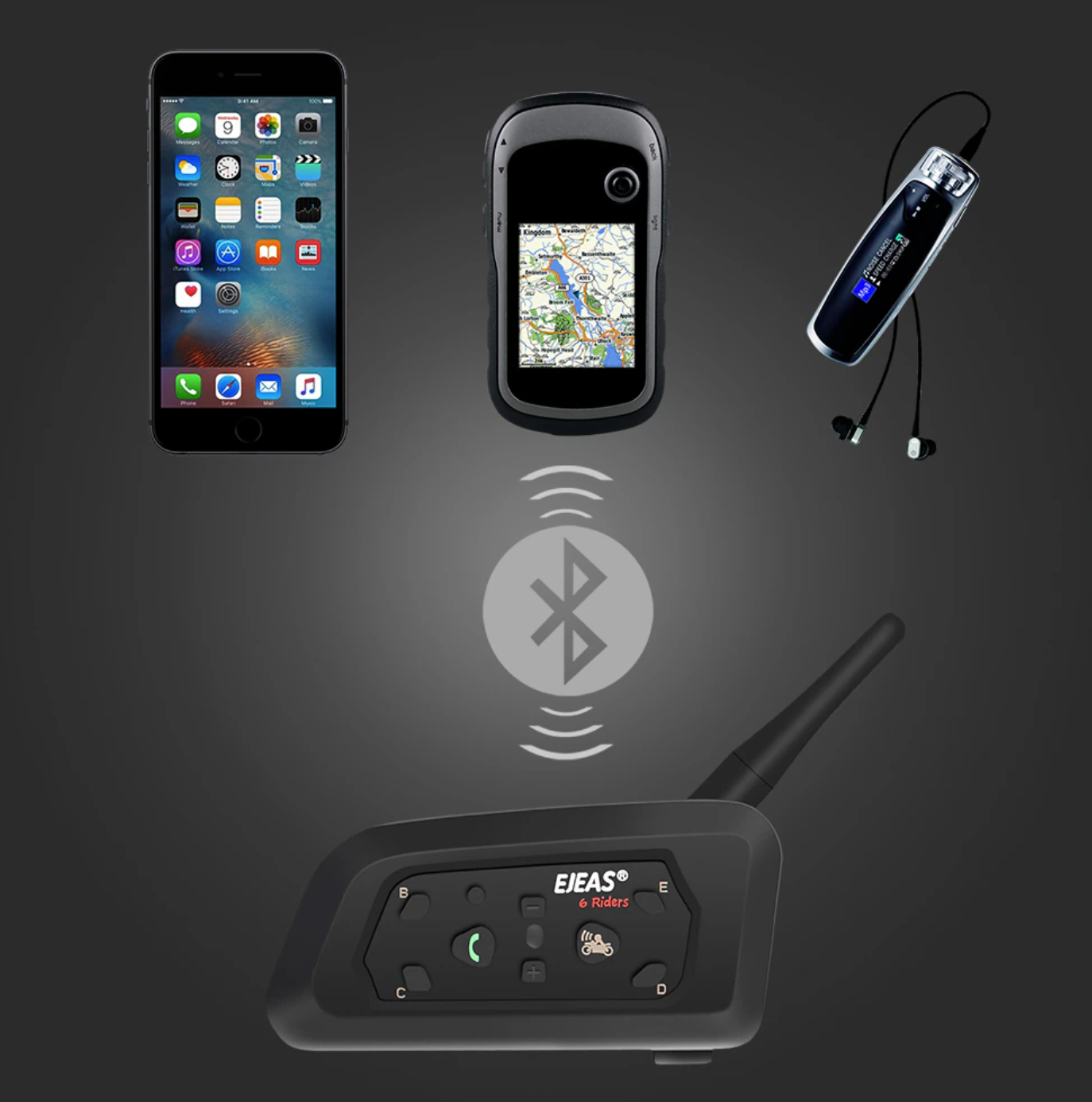 Bluetooth racija šalmui (2 vnt.) - Originalu-pigu