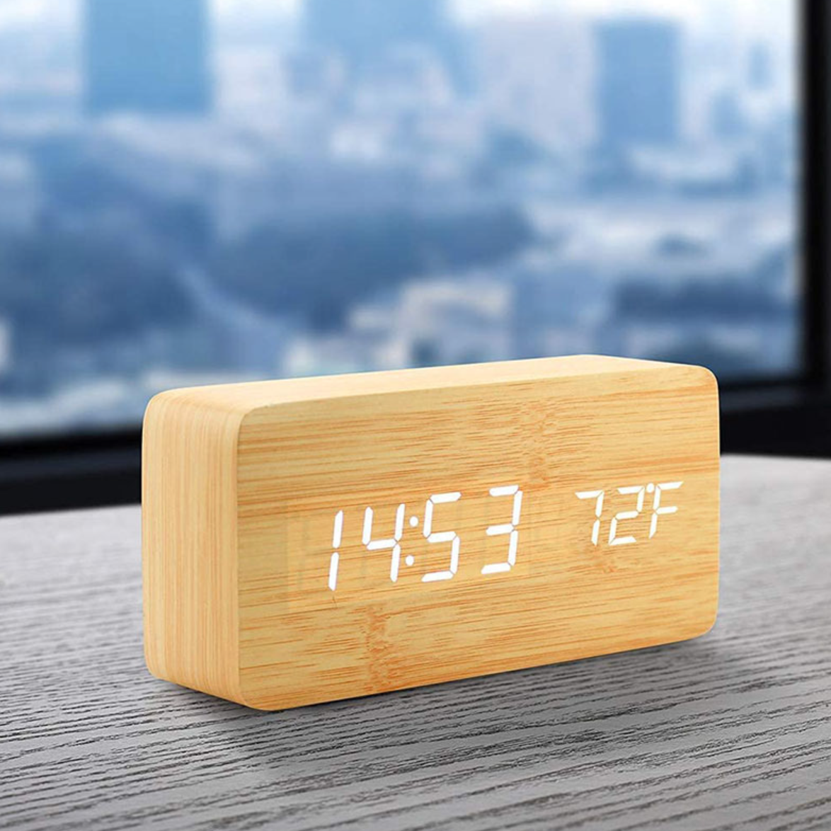 LED medinis skaitmeninis laikrodis - Originalu-pigu