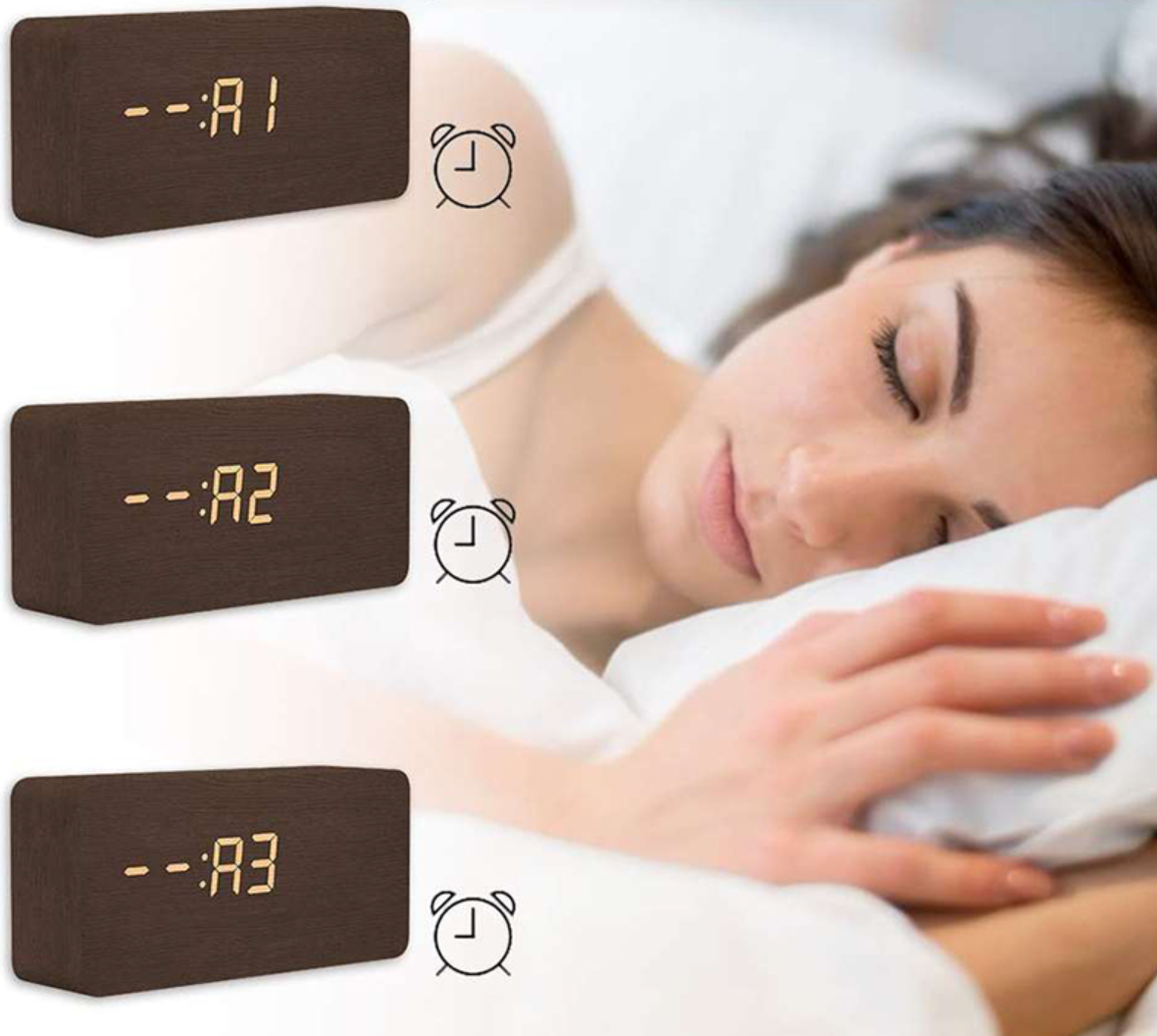 LED medinis skaitmeninis laikrodis - Originalu-pigu