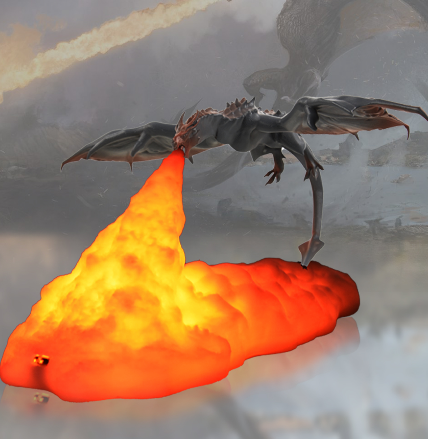 Ugnimi alsuojančio drakono naktinė lempa - Originalu-pigu