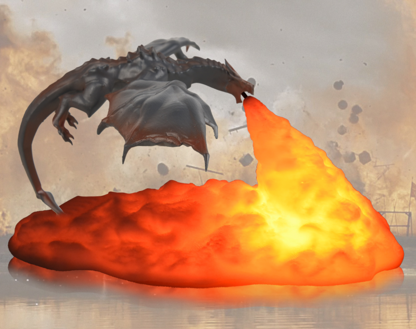 Ugnimi alsuojančio drakono naktinė lempa - Originalu-pigu