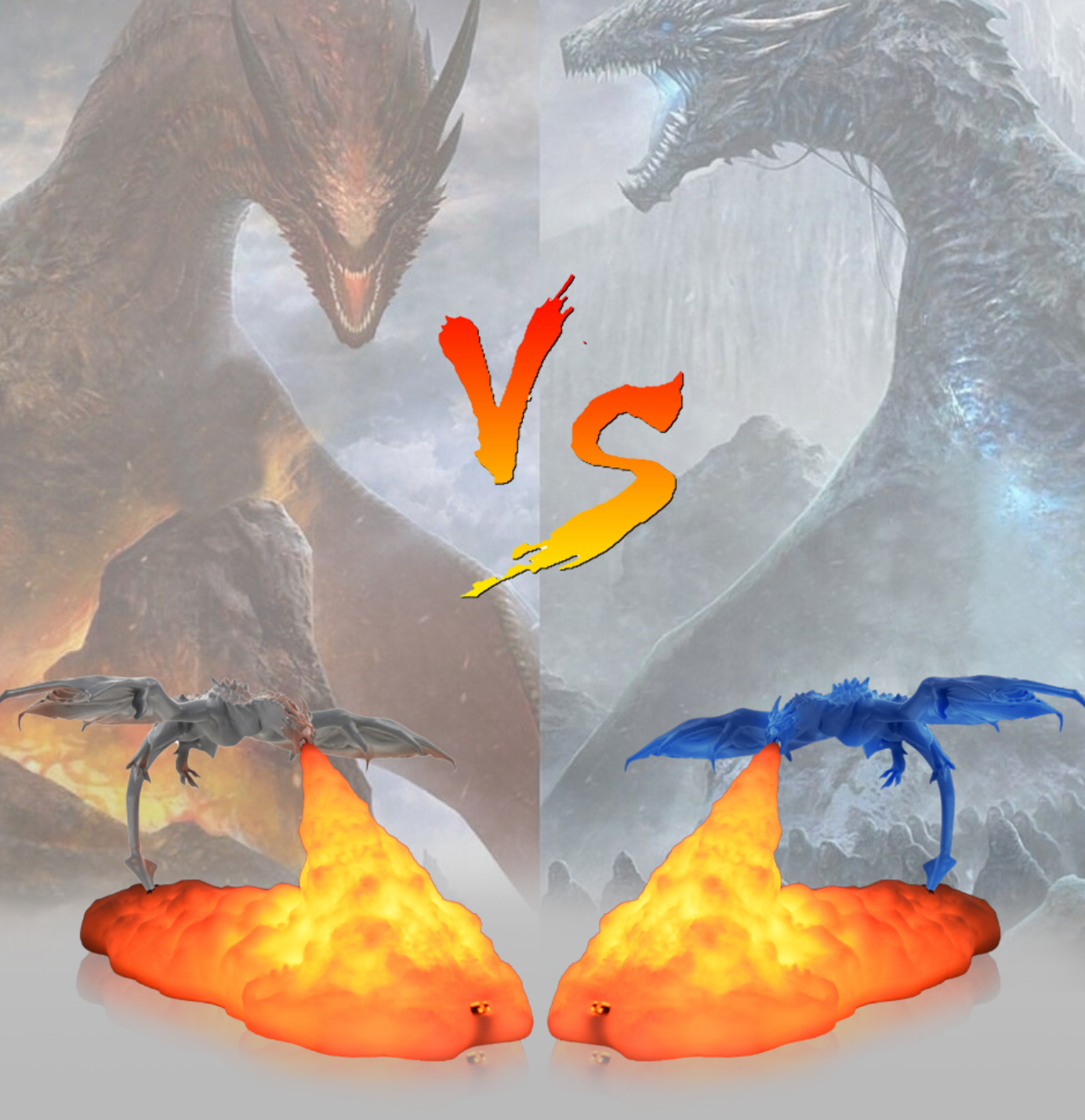 Ugnimi alsuojančio drakono naktinė lempa - Originalu-pigu