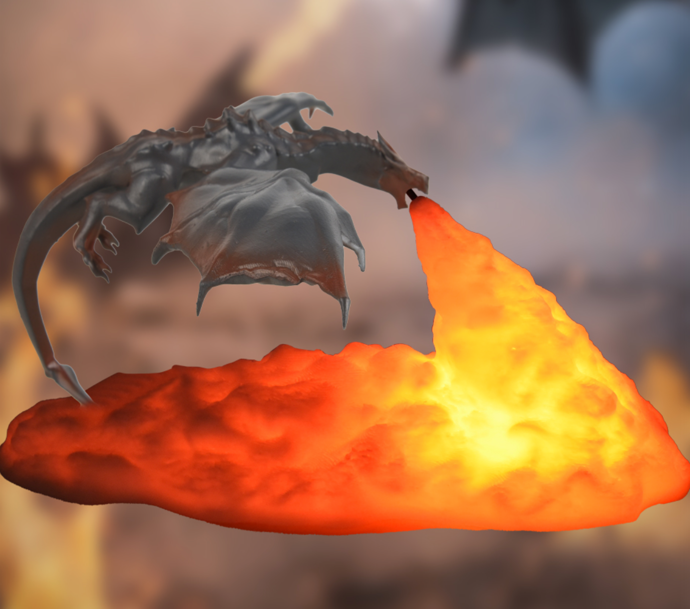 Ugnimi alsuojančio drakono naktinė lempa - Originalu-pigu