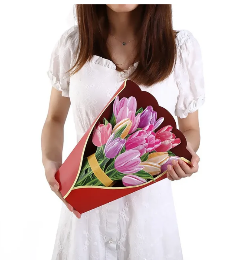 3D išsiskleidžianti puokštės atvirutė - Originalu-pigu