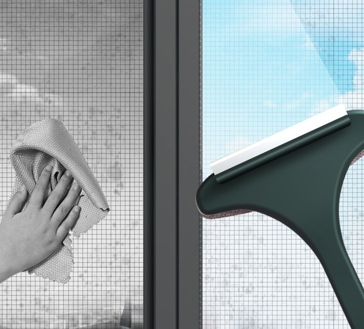 Dvipusis valymo šepetys ilga rankena - Originalu-pigu