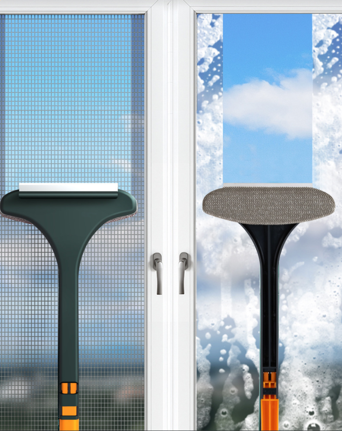 Dvipusis valymo šepetys ilga rankena - Originalu-pigu