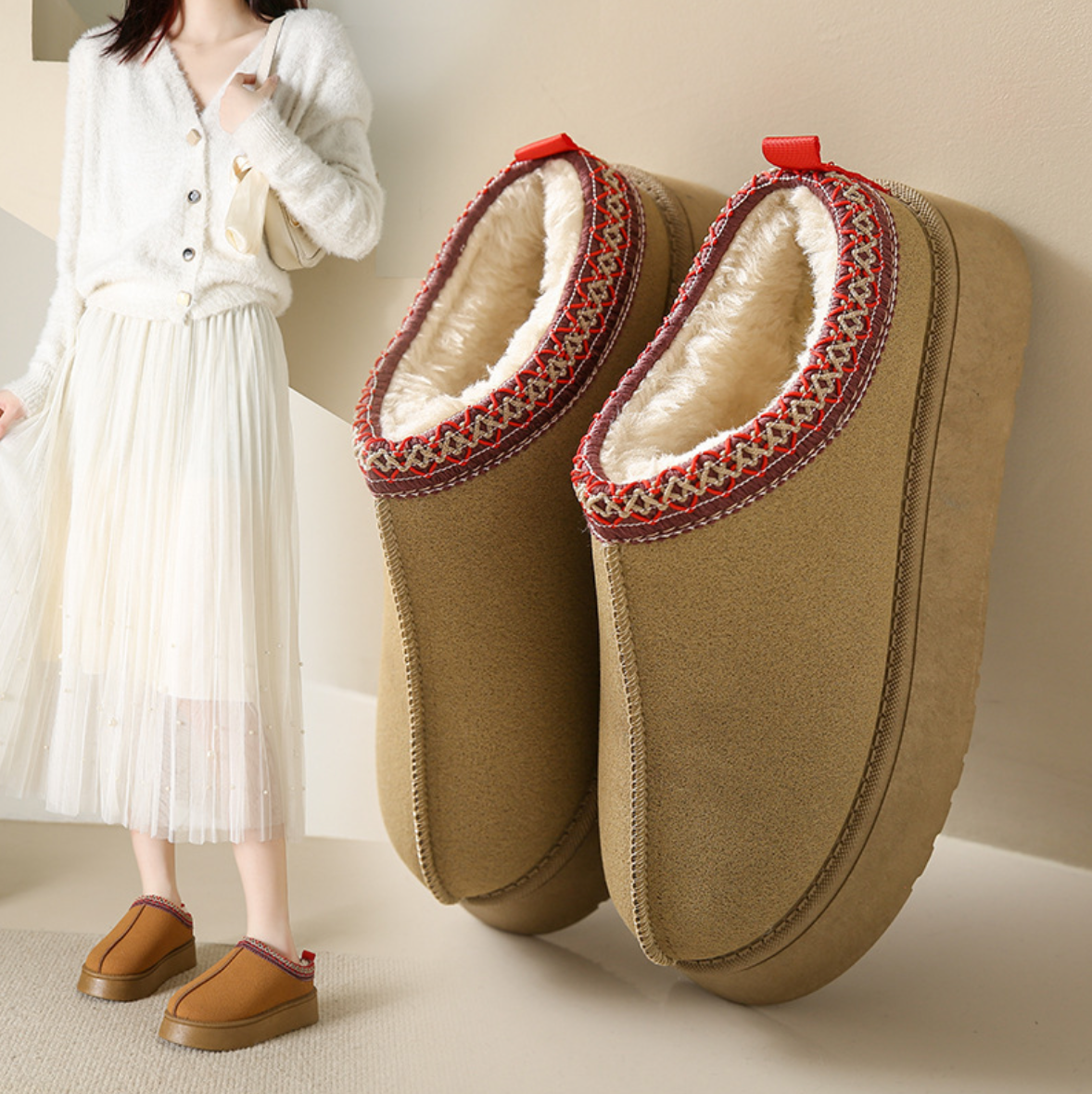 Moteriškos pliušiniai įsispiriami batai - Originalu-pigu