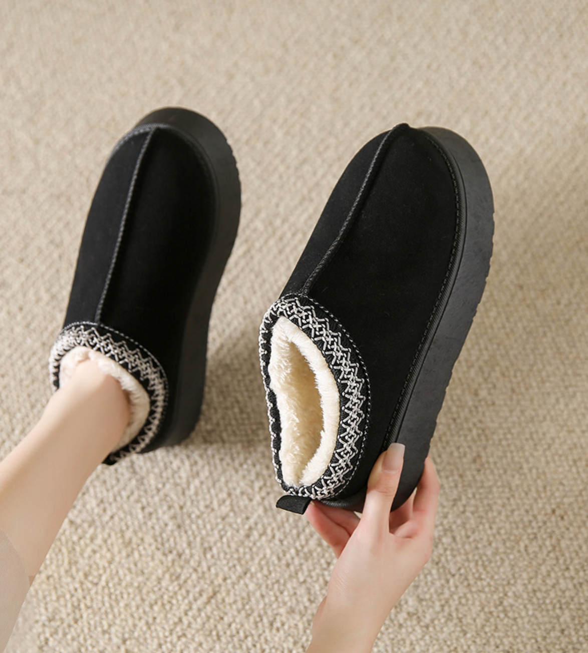 Moteriškos pliušiniai įsispiriami batai - Originalu-pigu