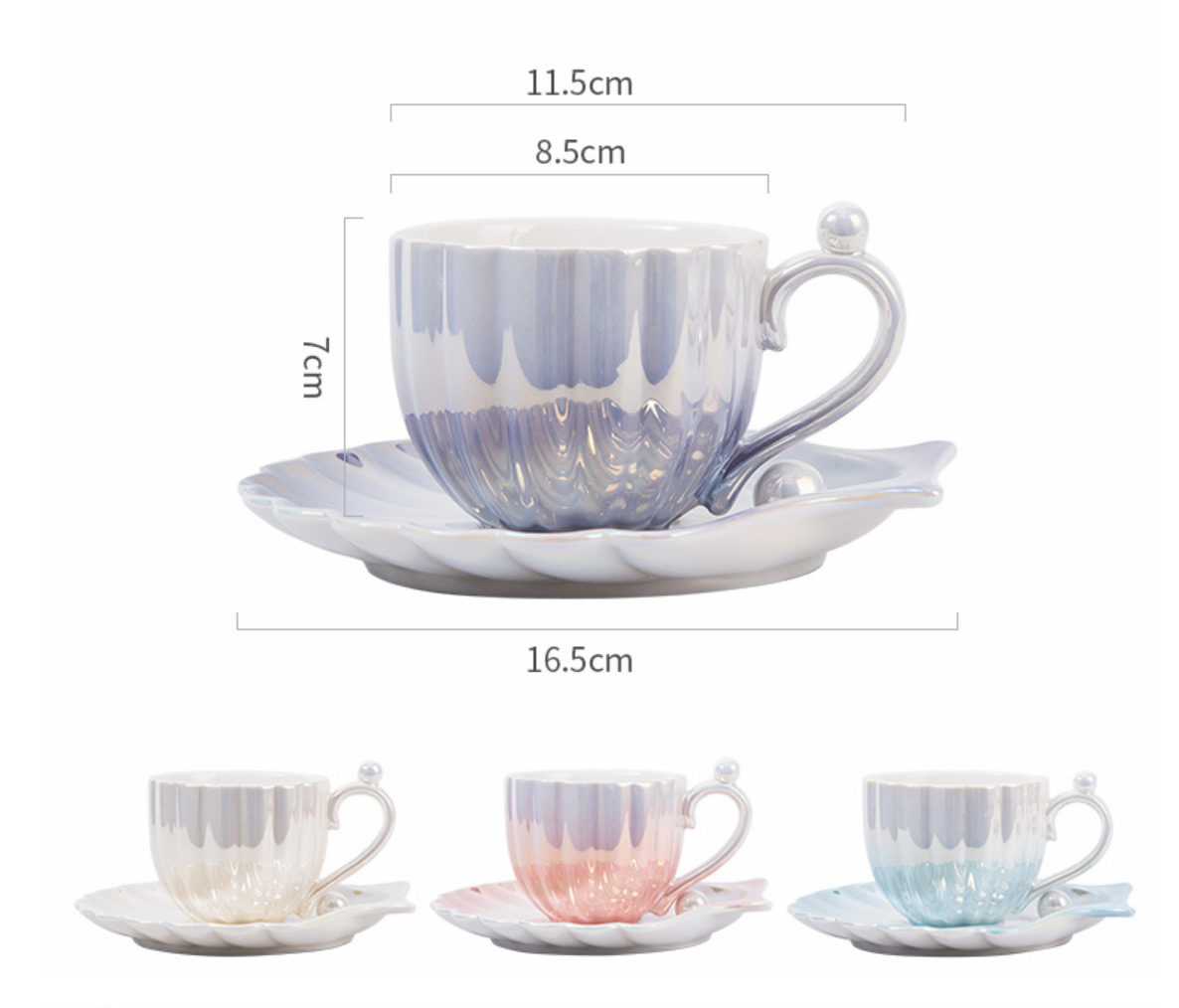 Kriauklyčių formos puodelio ir lėkštutės rinkinys - Originalu-pigu