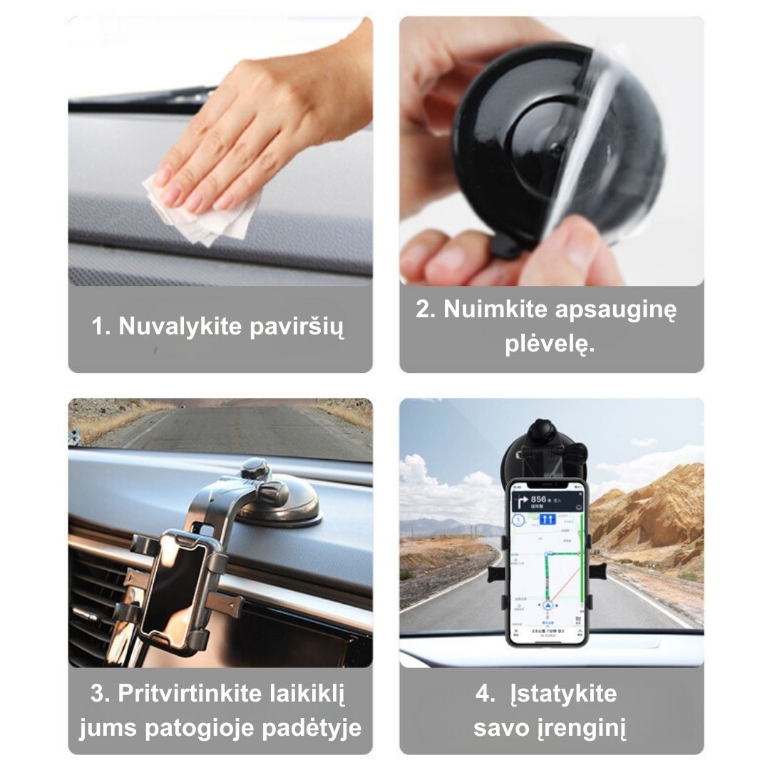 Universalus radarų detektoriaus laikiklis automobiliui