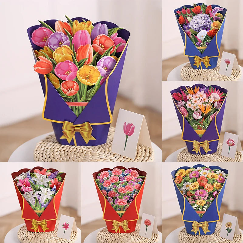 3D išsiskleidžianti puokštės atvirutė - Originalu-pigu