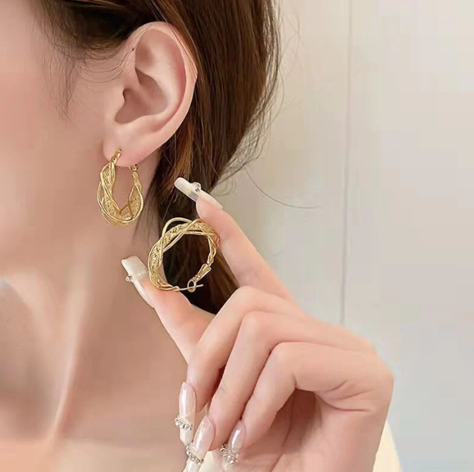 Apvalūs žėrintys auskarai - Originalu-pigu