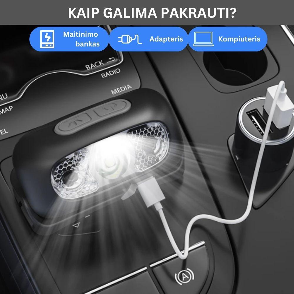 Jutiklinis LED prožektorius ant galvos - Originalu-pigu