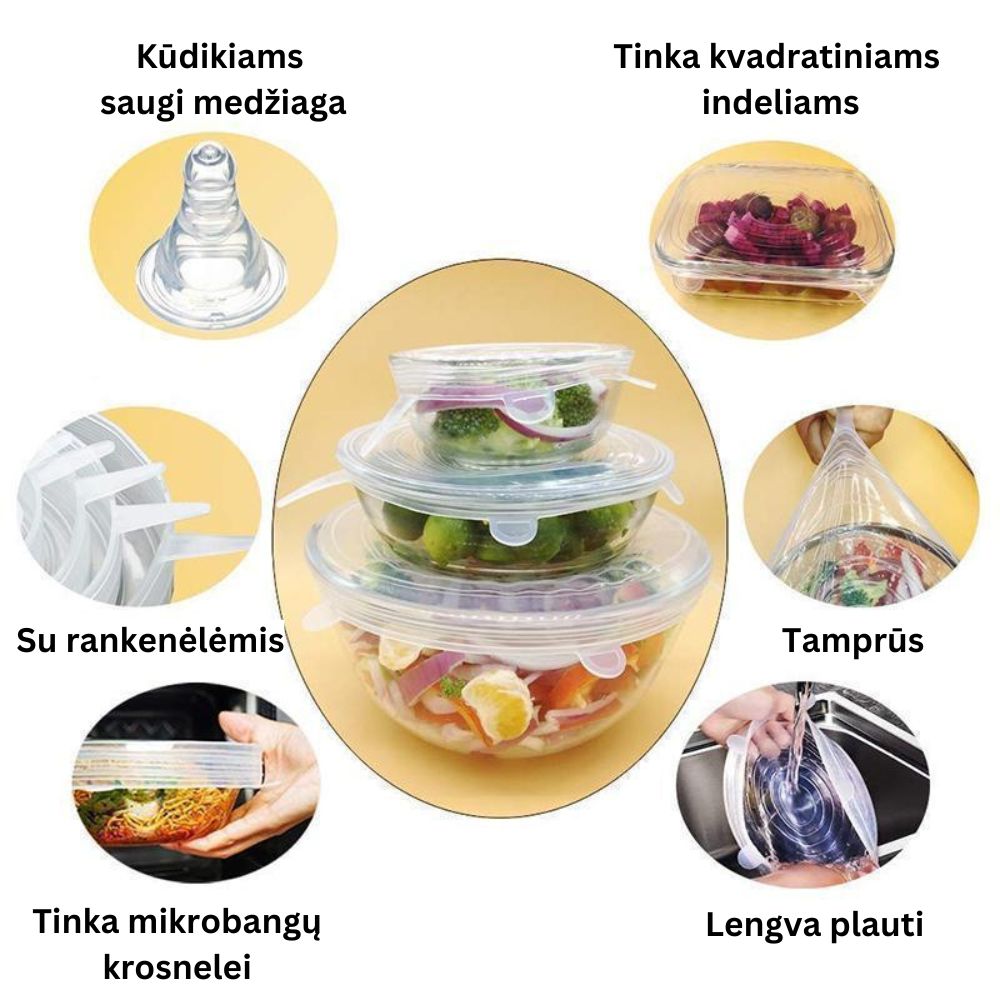 Tamprus silikoninis dangtelis (6 vnt.) - Originalu-pigu