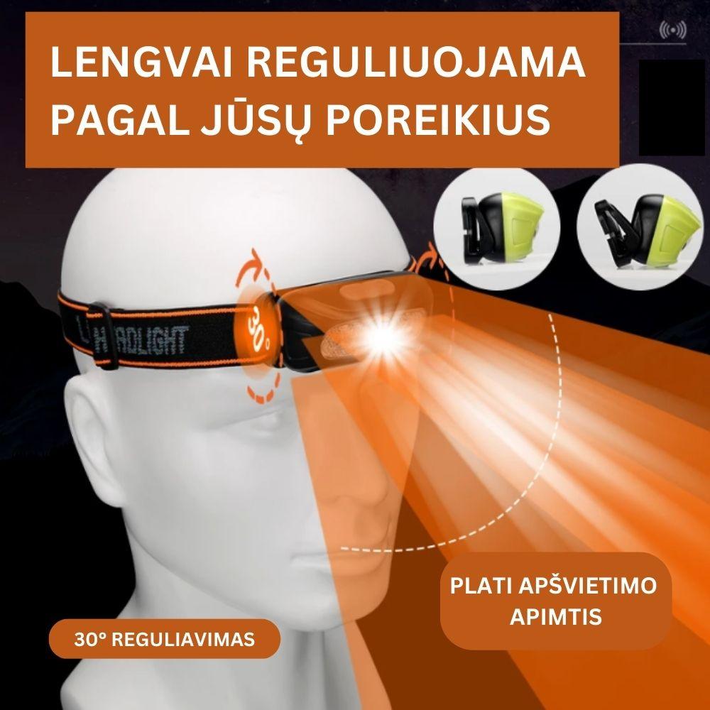 Jutiklinis LED prožektorius ant galvos - Originalu-pigu