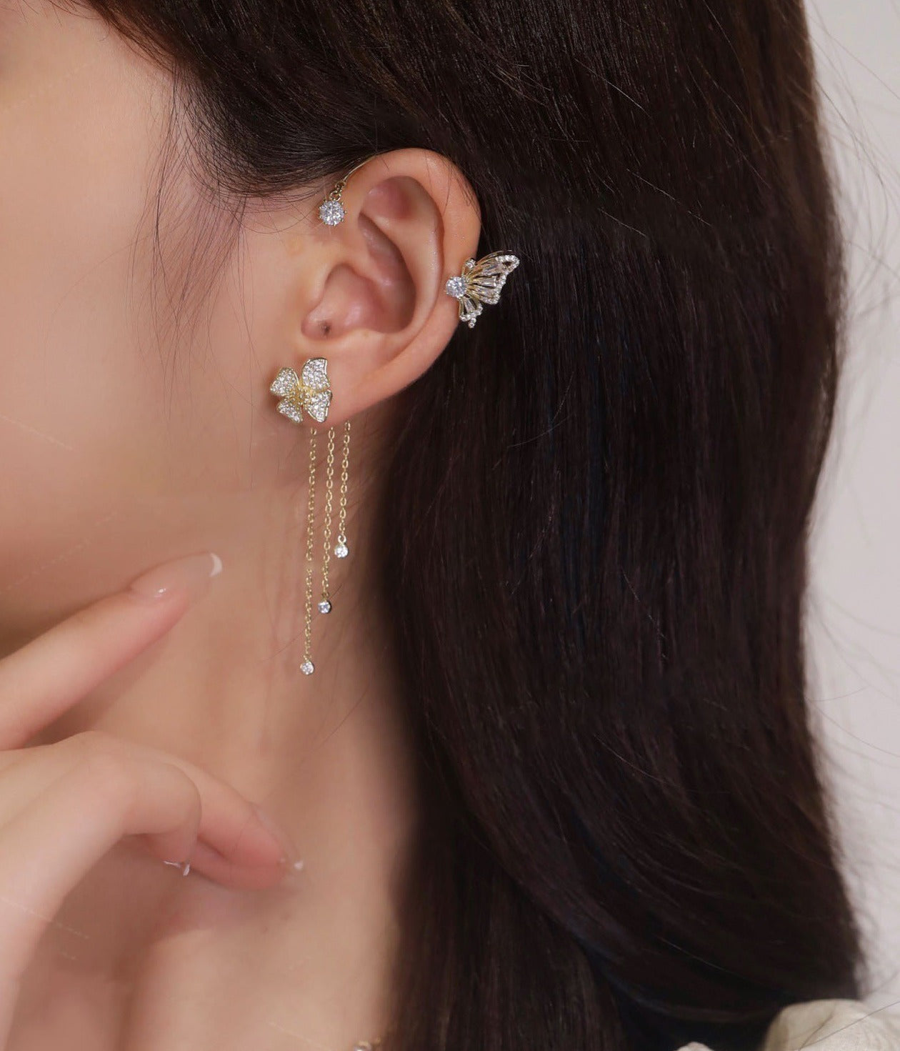 Drugelio formos zirkonio auskarai - Originalu-pigu