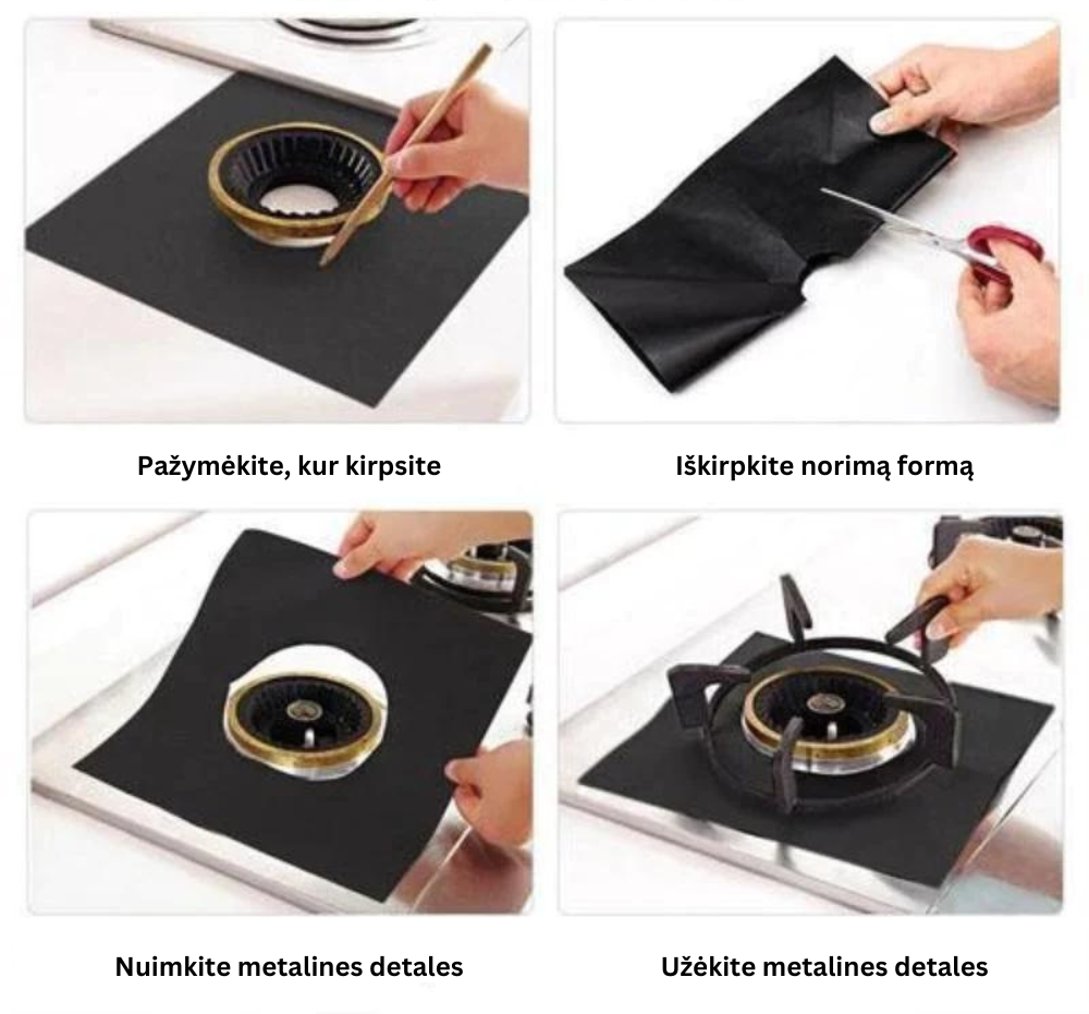 Daugkartinės silikoninės viryklės apsaugos (4 vnt.) - Originalu-pigu