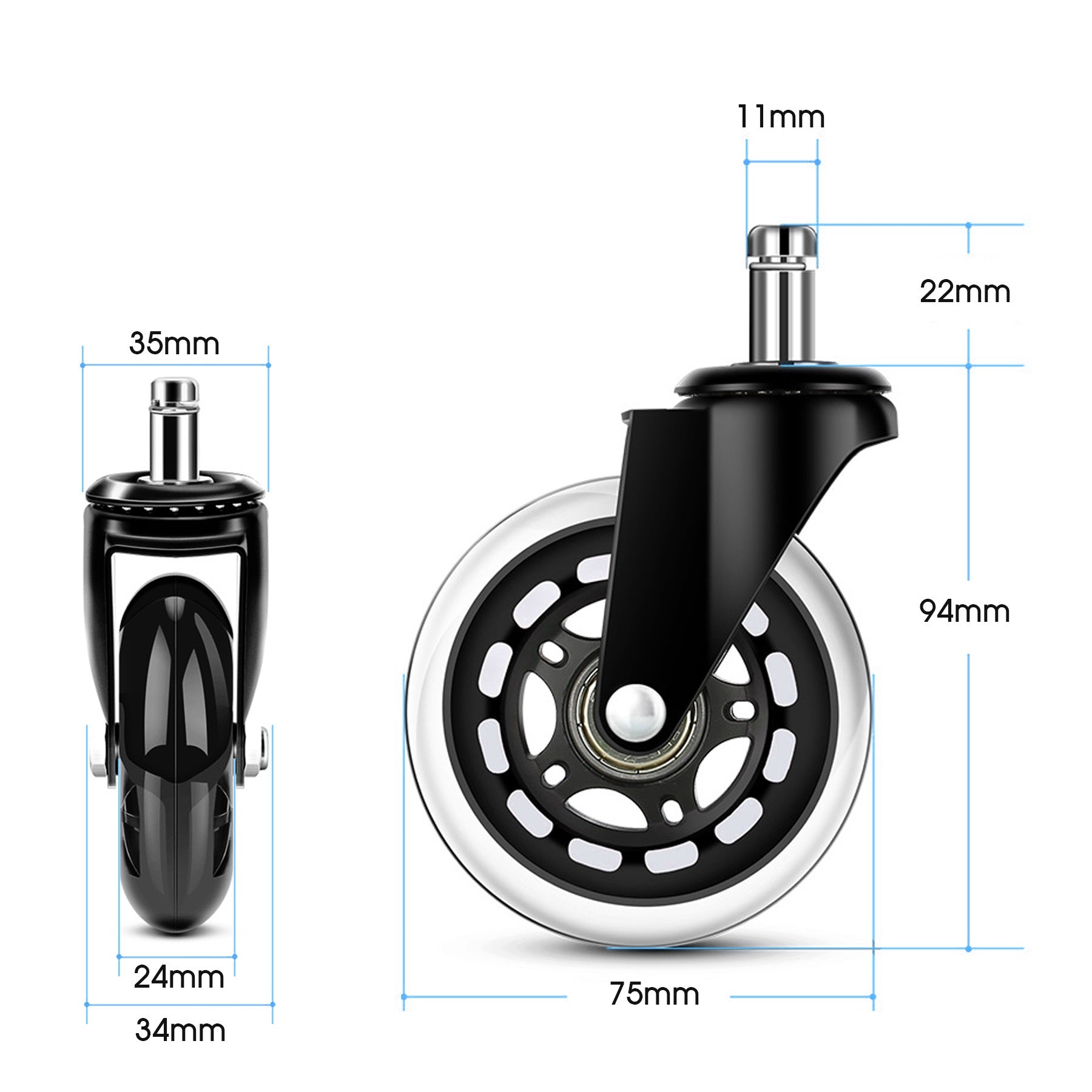 Biuro kėdžių ratukai (5 vnt.) - Originalu-pigu