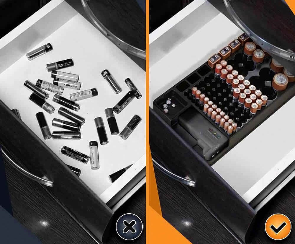 Baterijų dėžutė su energijos testeriu - Originalu-pigu