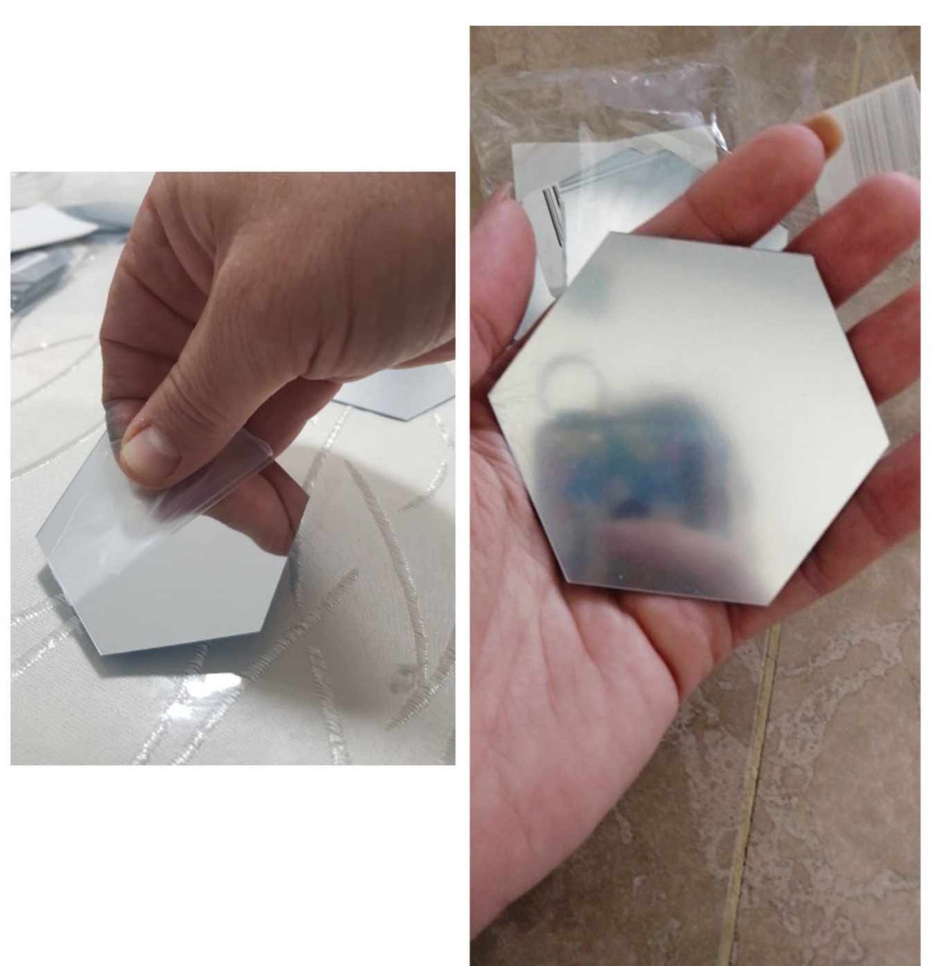 3D lipnus šešiakampis veidrodinis lipdukas (36 vnt.)