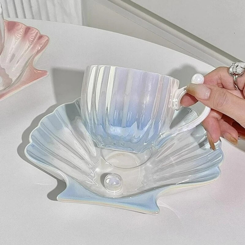 Kriauklyčių formos puodelio ir lėkštutės rinkinys - Originalu-pigu