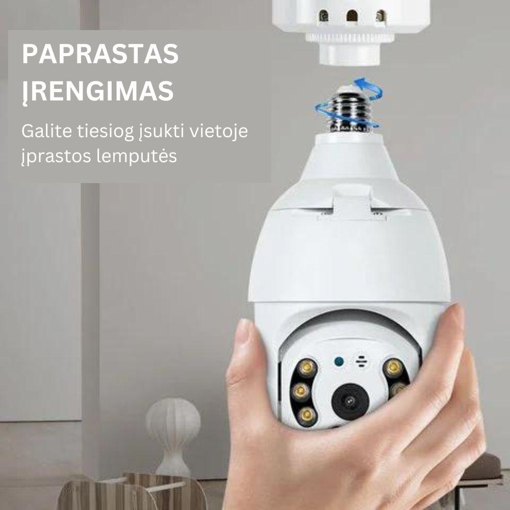 Lemputė su 360 laipsnių stebėjimo kamera