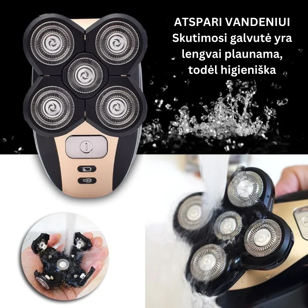 5-in-1 4D skutimosi mašinėlė / veido priežiūros aparatas